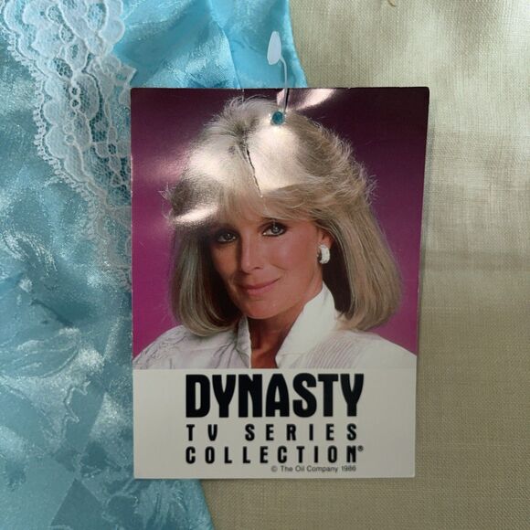 VTG DYNASTY Tv Y2K 86s Satin Baby Blue white Lace Top Cute Coquette S - Picture 4 of 6